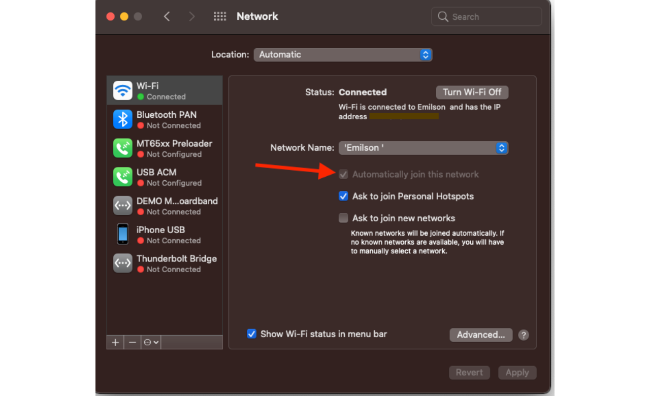 Disable-auto‑connect-to-Wi‑Fi-Networks