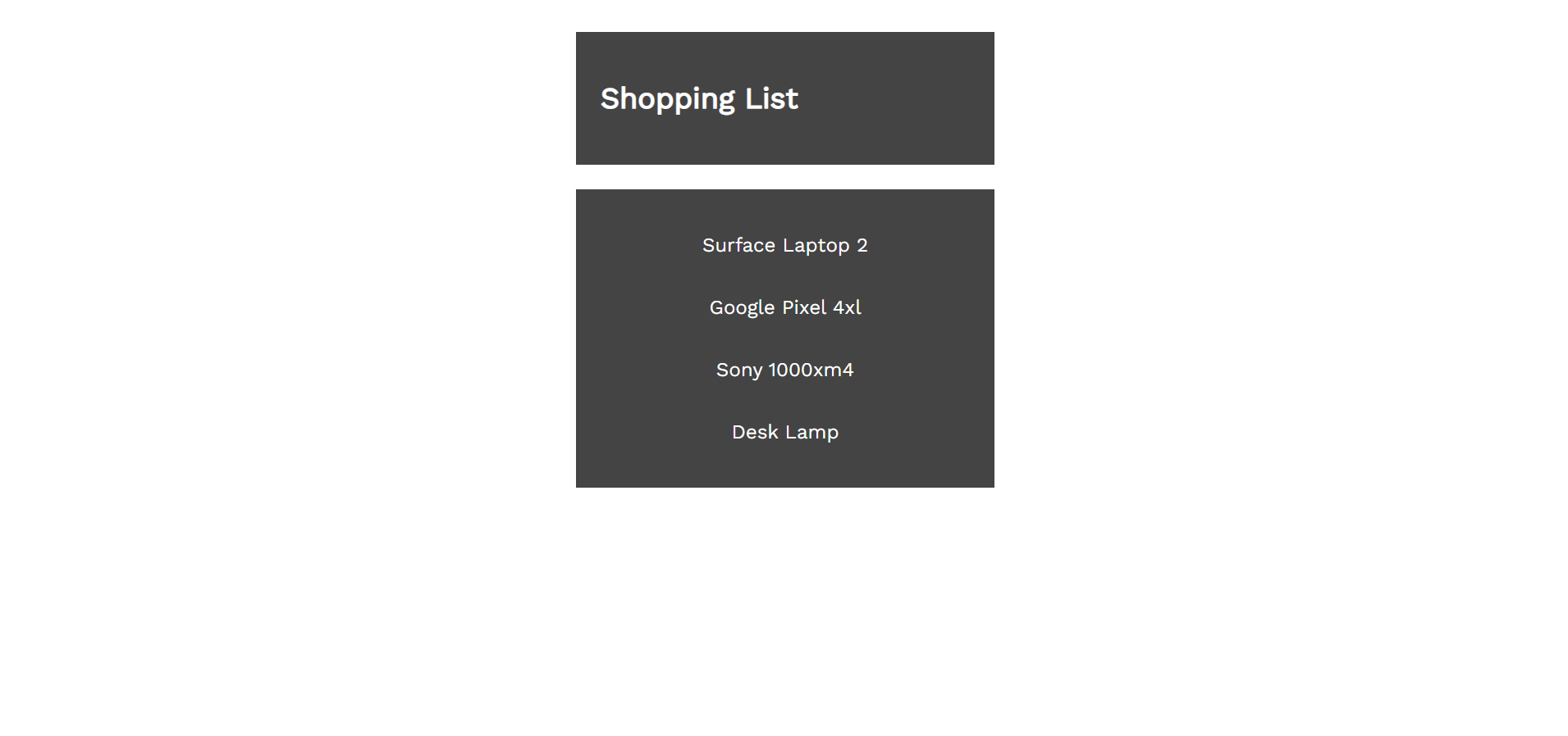 shopping list is the code output from the real-world code example