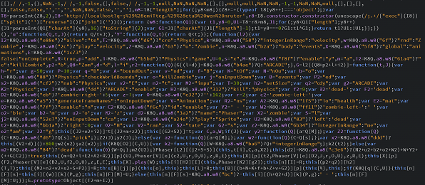 View of Code After Running Jscrambler API after running jscrambler