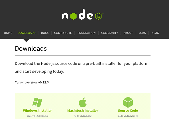 command prompt to install Node.js