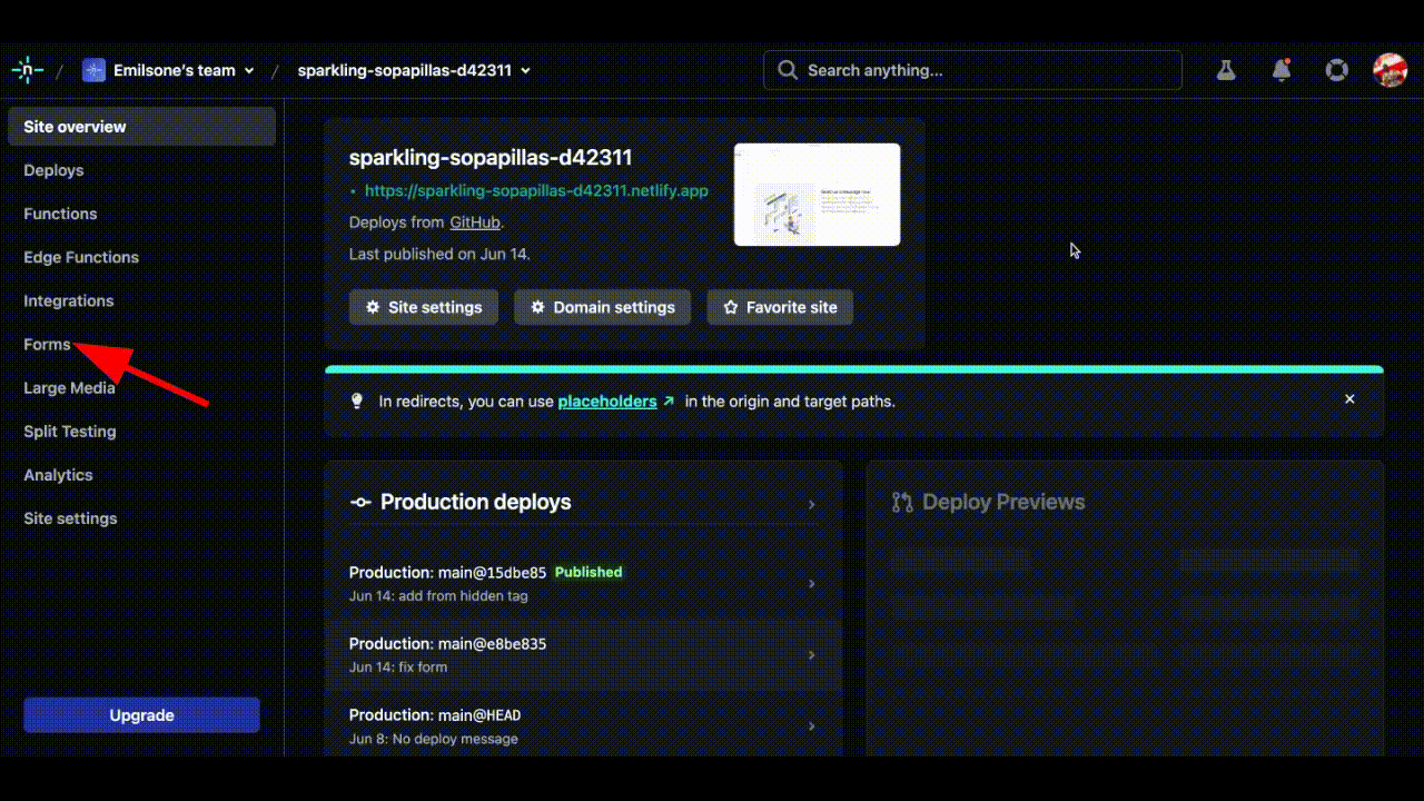 example about how to activate form detection