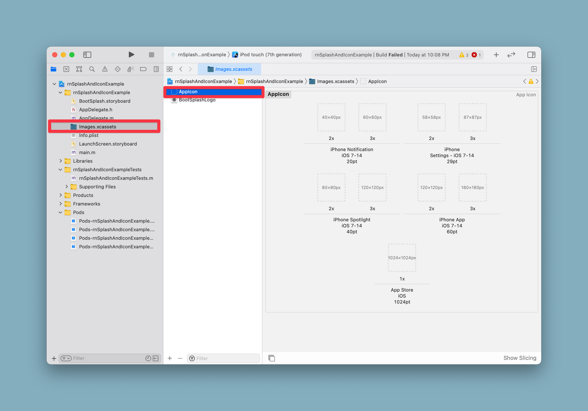 app icon Xcode, downloading the generated image assets in a zip file