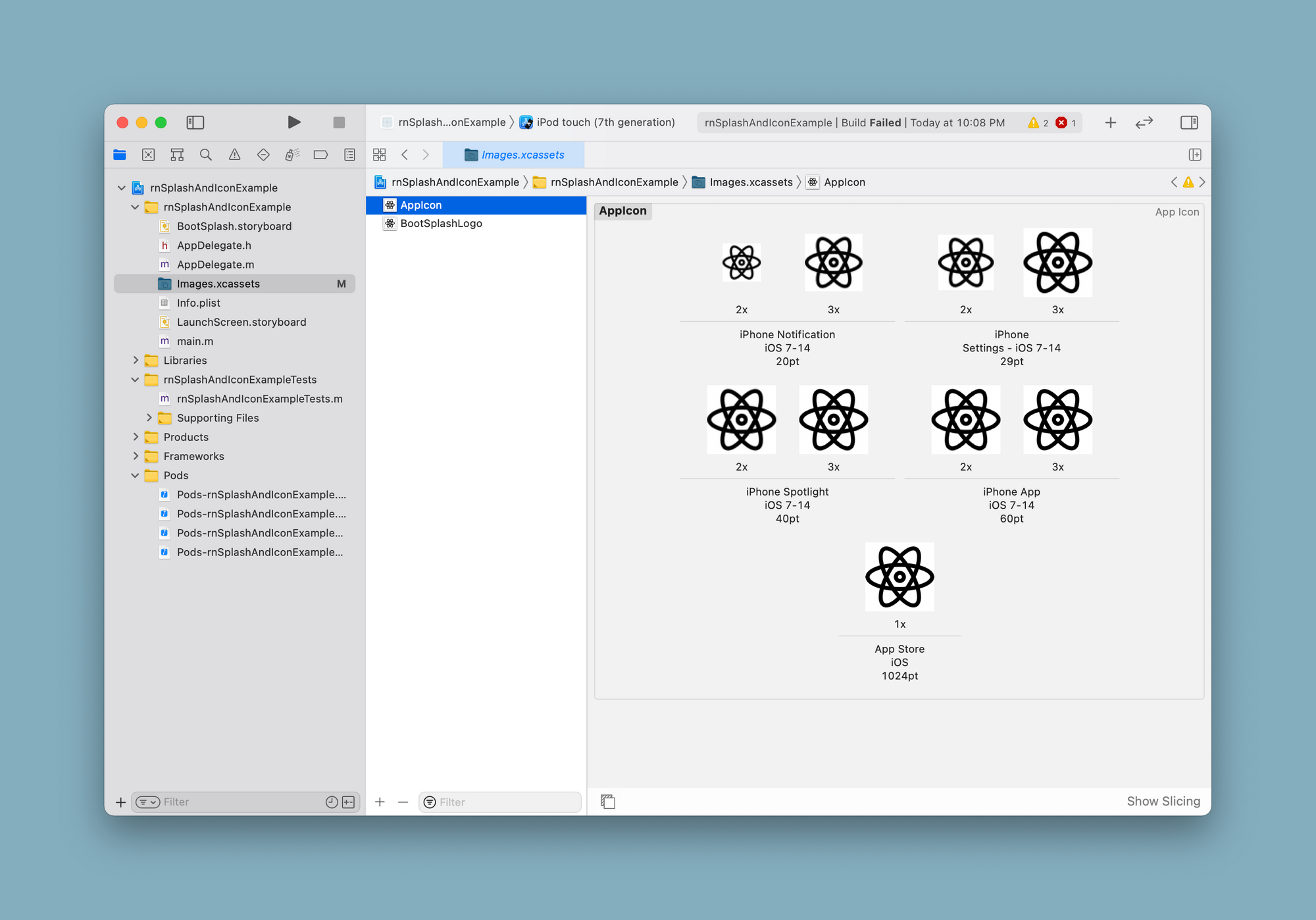 Xcode result after drag and drop all the required image assets
